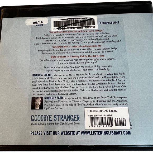 Goodbye Stranger Audiobook by Rebecca Stead 6 CDs 7 Hours Ex-Library‎ Item - Picture 2 of 5